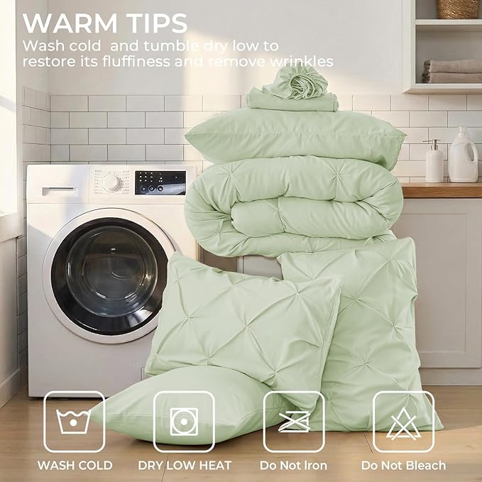 Sasttie King Size Comforter Set, 7-Piece Bed in a Bag, Pintuck Bedding Sets - Image 9