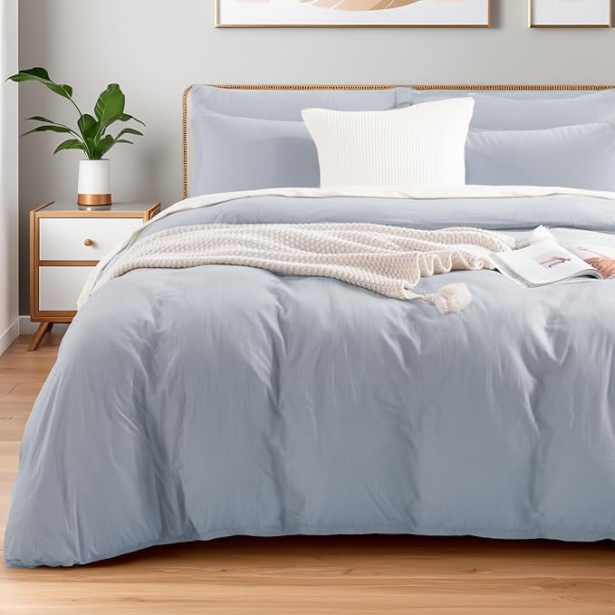 NEXHOME PRO Queen Duvet Cover Set, 100% Washed Cotton by NEXHOMEPRO