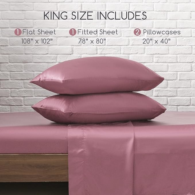 MR&HM Satin Bed Sheets, King Size Sheets Set - Image 7