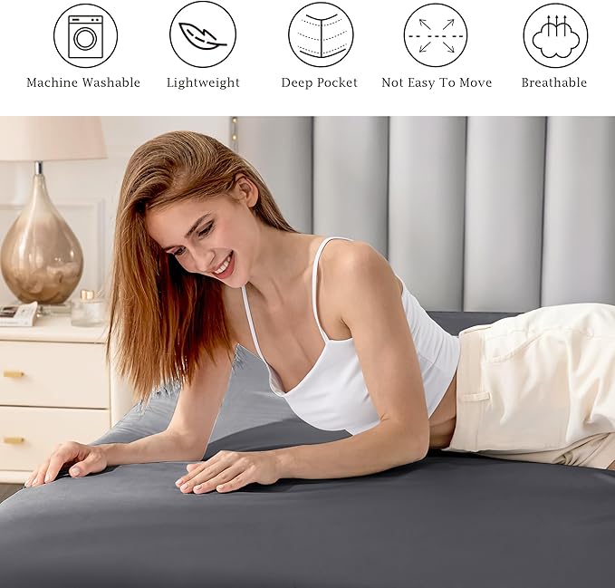 FreshCulture Pure Cotton Fitted Sheets California King Size, 300 Thread Count - Image 6