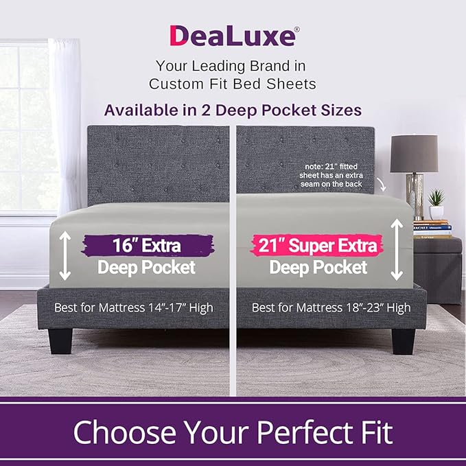 DeaLuxe Deep Pocket Full Fitted Sheet - Image 2