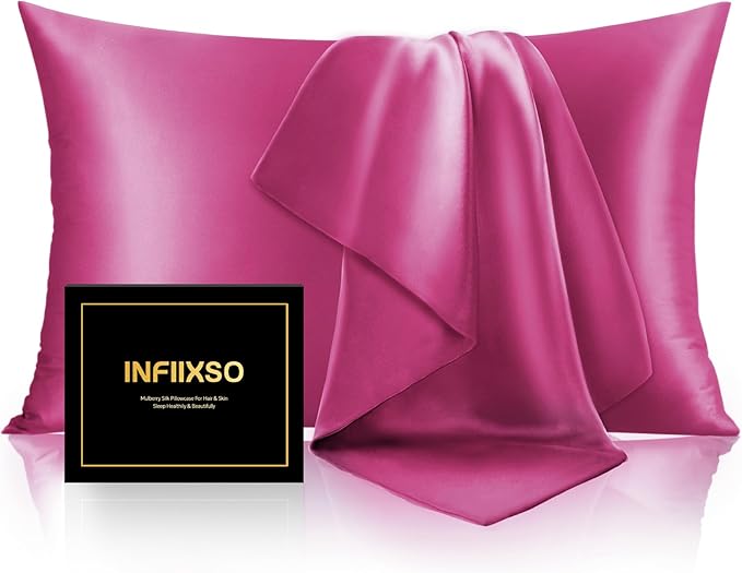 INFIIXSO Mulberry Silk Pillow Cases King Size Set of 2, Silk Pillowcase by INFIIXSO