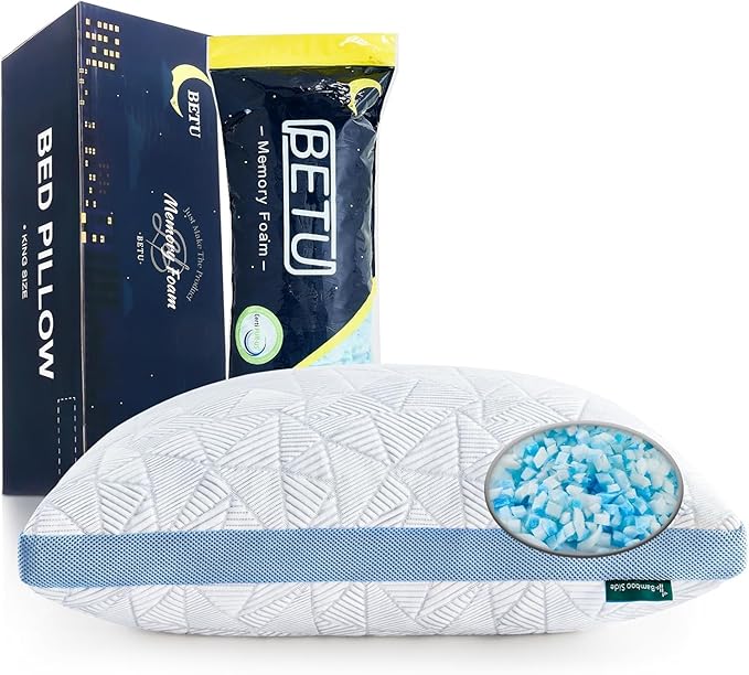 BETU Cooling Standard Pillow, Shredded Memory Foam Cool Pillow - Image 7