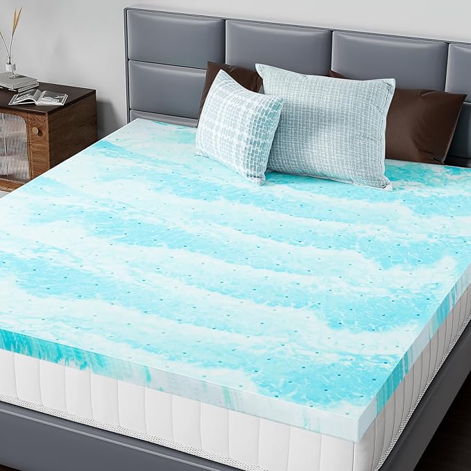 DUMOS Memory Foam Mattress Topper King, 2 Inch Thick Gel Infused Bed Toppers by DumosLifestyle
