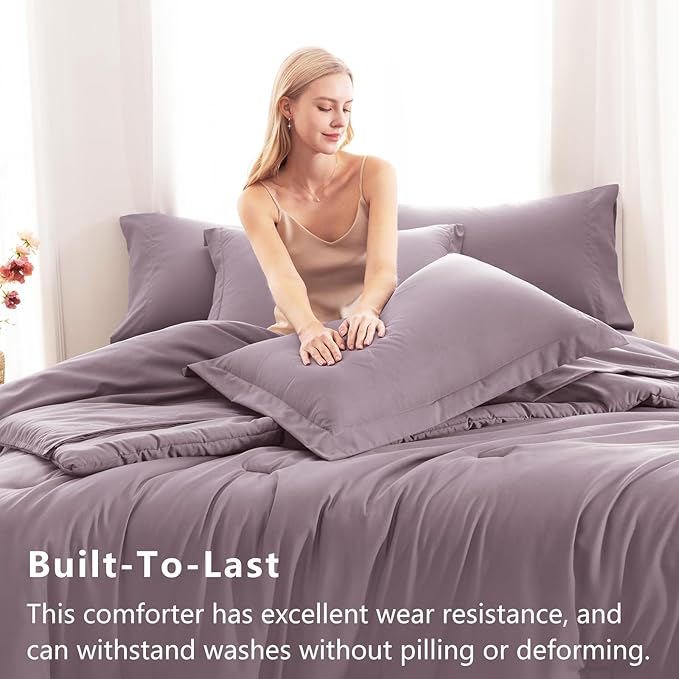 CozyLux Twin XL Comforter Set Dusty Purple, 5 Pieces Bed in a Bag Twin Extra - Image 3