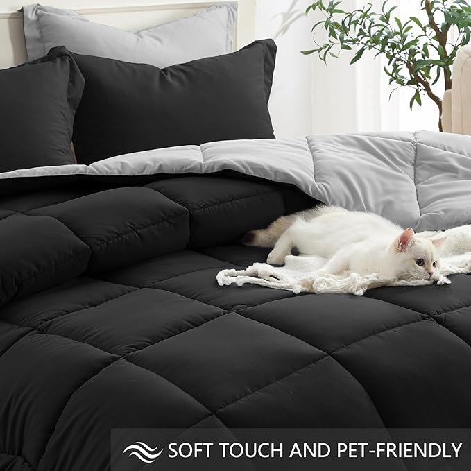Homelike Moment California King Comforter Set Black, Cal King Comforter Set - Image 4