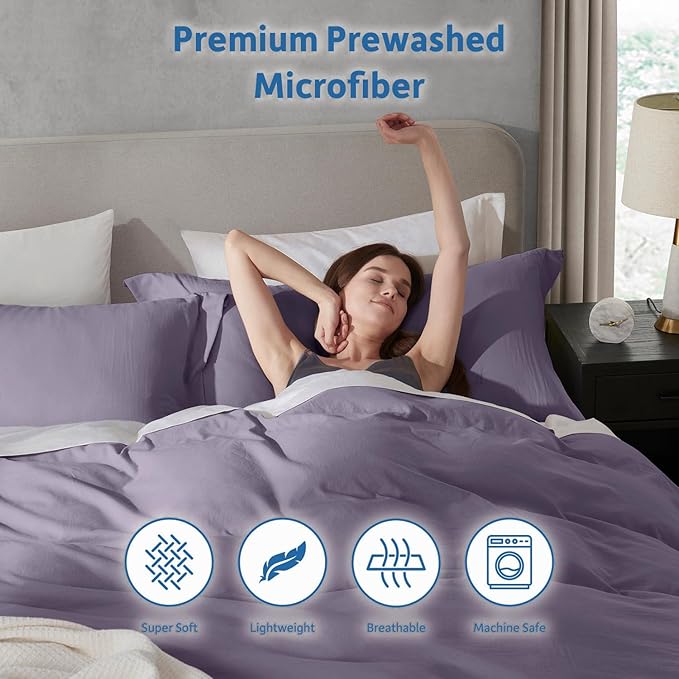 Nestl Grayish Purple Duvet Cover Queen Size - Image 6