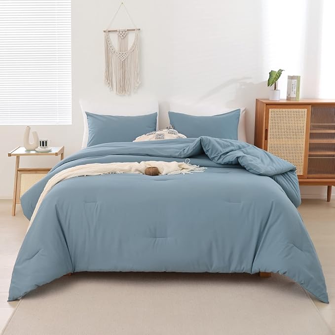 ROSGONIA Comforter Full Size for Boys Teen Girls Dusty Blue, Lightweight Dorm - Image 3