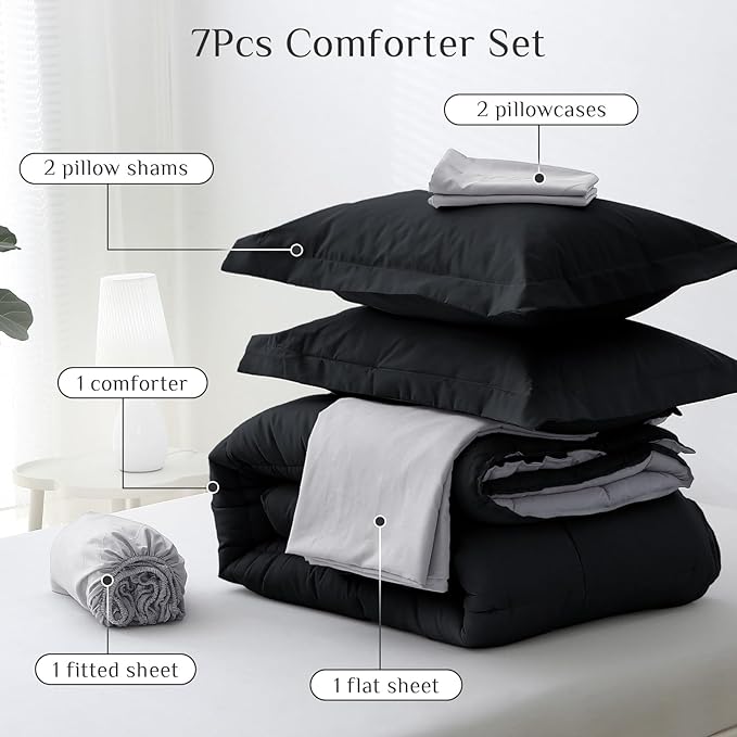 JOLLYVOGUE King Comforter Set, Ultra-Soft Bed in a Bag King Size 7 Pieces - Image 5