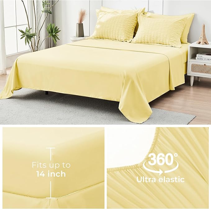 HYMOKEGE Yellow Twin XL Comforter Set Seersucker 5 Pieces, All Season Luxury - Image 7