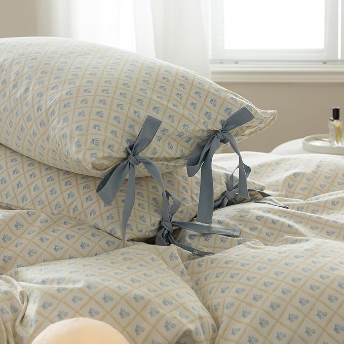 mixinni Blue Floral Duvet Cover Set King - Image 5