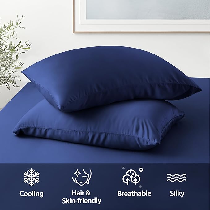 2 Pack Cooling Pillow Cases, Viscose Derived from Bamboo Pillow Protectors King - Image 5