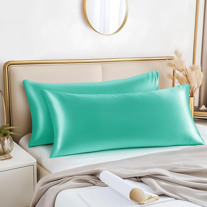 BEDELITE Satin Body Pillow Cover 2 Pack, Super Soft and Cooling Body Pillow - Image 2