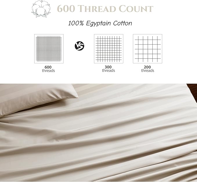 Cotton Flat Sheets Only, 600 TC 100% Cotton Flat Sheet Top Sheet Only, Cal King - Image 3