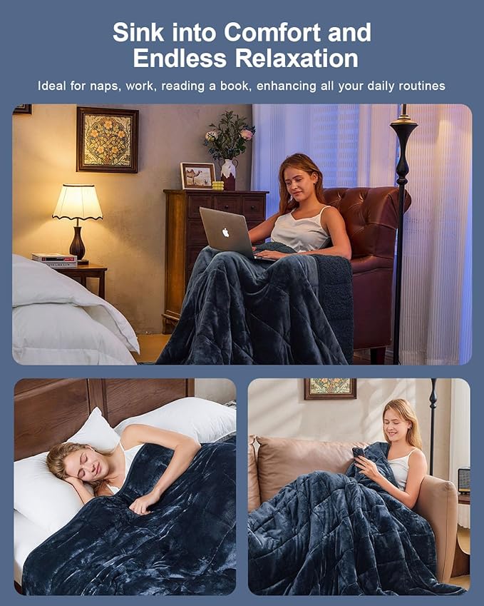 Super Fuzzy Soft Sherpa Fleece Weighted Blanket, 20 lbs Dual Sided Fluffy Heavy - Image 4