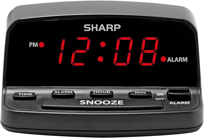Sharp Digital Alarm Clock with Keyboard Style Controls, Battery Back-up by SHARP