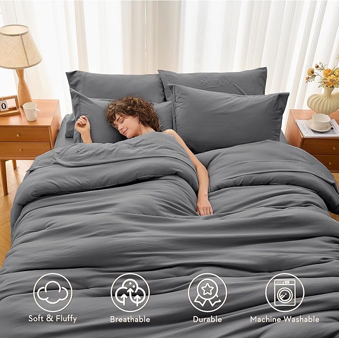 MUXHOMO 7 Pieces Queen Comforter Set, Soft Bed in a Bag Queen Size, All Season - Image 2