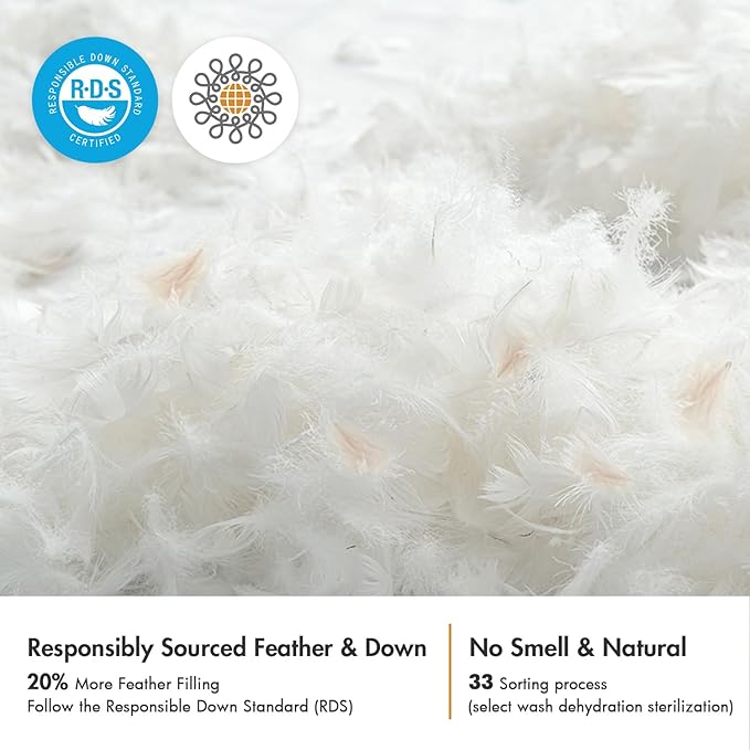 MIULEE Feather Pillow Insert 26x26, Decorative Down Throw Pillow Insert Fluffy - Image 2
