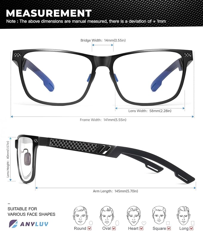 ANYLUV Blue Light Blocking Glasses Men Computer Gaming Glasses Lightweight - Image 5