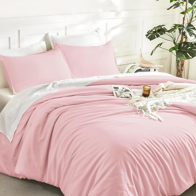 Litanika Pink Comforter Set Full Size, 3 Pieces Girls Women Cute Soft Solid - Image 5