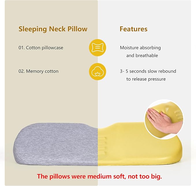Cervical Neck Pillows for Pain Relief Sleeping, Memory Foam Neck Bolster Pillow - Image 5