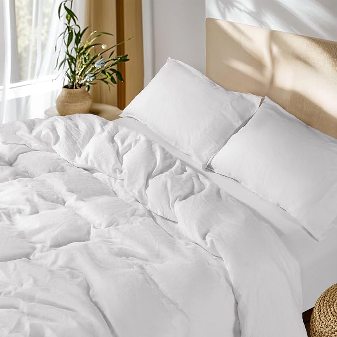SONORO KATE 100% French Linen Duvet Cover Queen Size, Soft Breathable by SONOROKATE