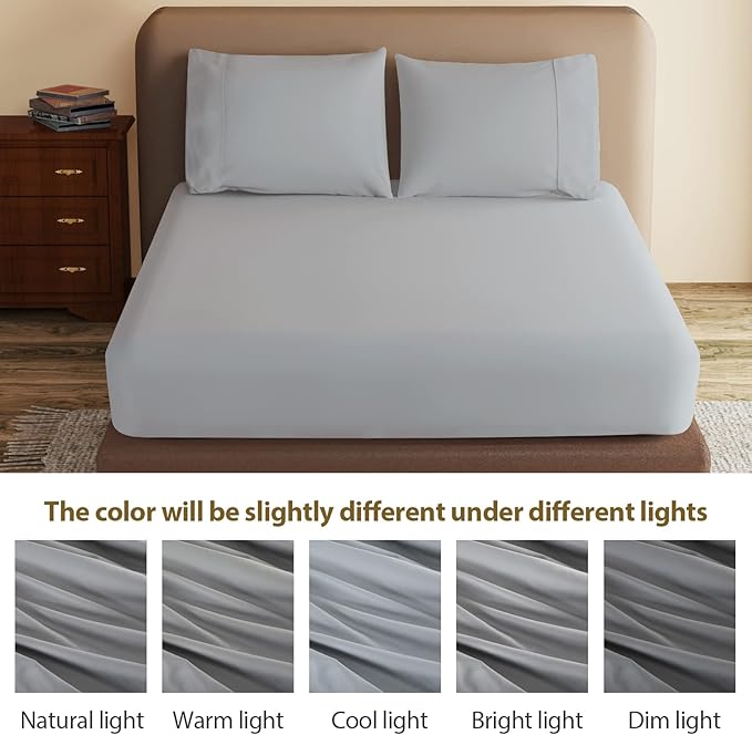 100% Egyptian Cotton Fitted Sheet King Size Gray, 600 Thread Count, 8-16" Deep - Image 8
