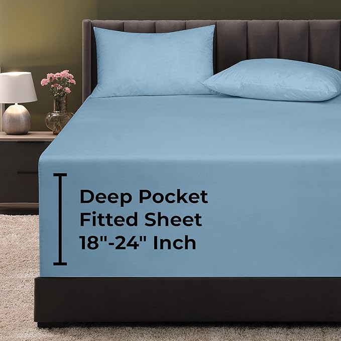 Royale Linens Extra Deep Pocket Full Fitted Sheet Only by ROYALELINENS