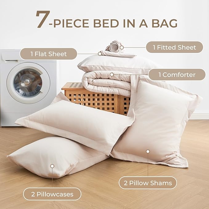 Sasttie Oversized Queen Comforter Set, 7 Pieces Extra Large Bed in a Bag - Image 6