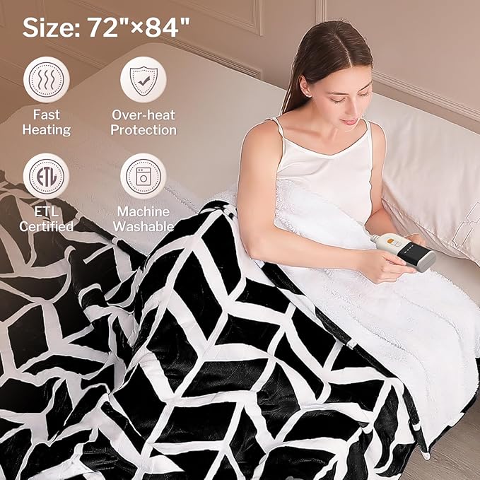 VENTIMI Electric Blanket Heated Throw, Fast Heating Blankets - Image 5
