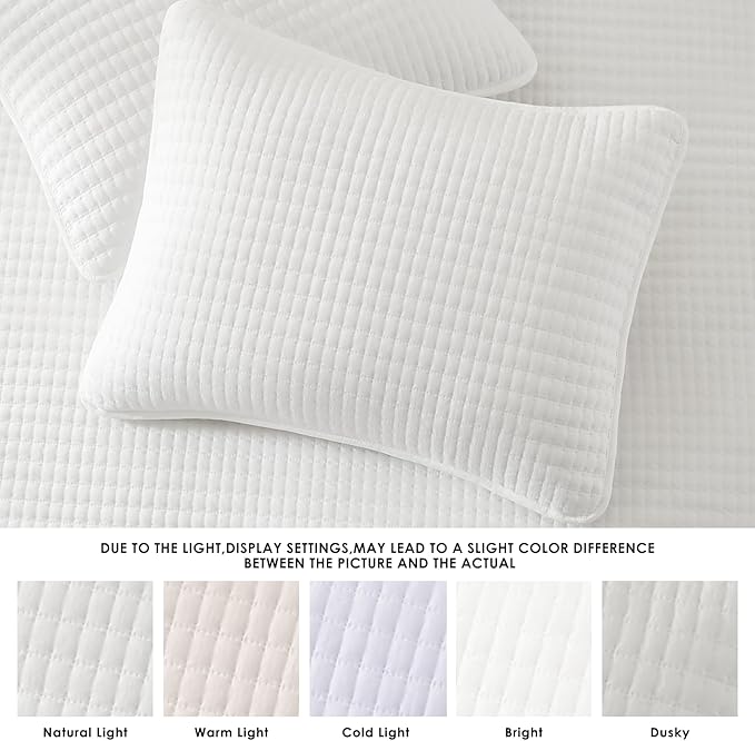 WRENSONGE White Quilt Set Queen Size-3 Pieces Lightweight Bedspreads Summer - Image 5