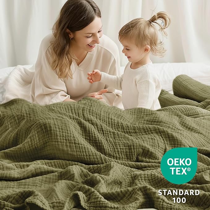 100% Cotton Muslin Blanket 40" x 40", Breathable and Lightweight Cotton Throw - Image 2