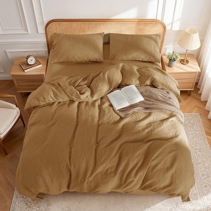 LBRO2M 100% France Linen Duvet Cover Set King Size 3 Pcs Natural Flax Comforter - Image 2