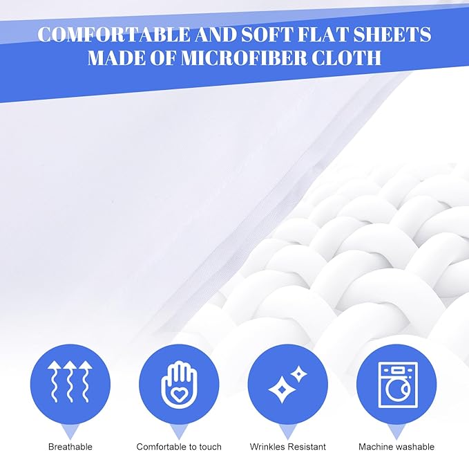 Preboun 10 Pack Queen Flat Sheets 90" x 102" Soft Microfiber Sheets Bulk - Image 3