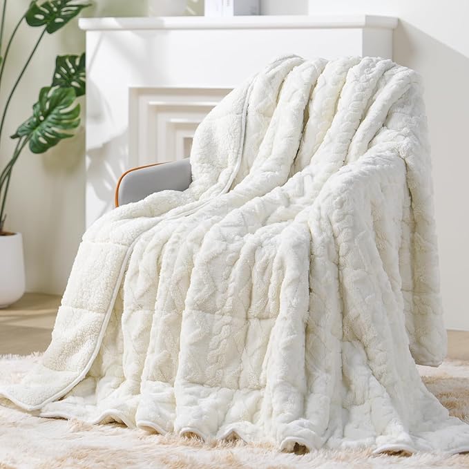 Super Fuzzy Soft Sherpa Fleece Weighted Blanket, 15 lbs Dual Sided Fluffy Heavy by EazfyPro