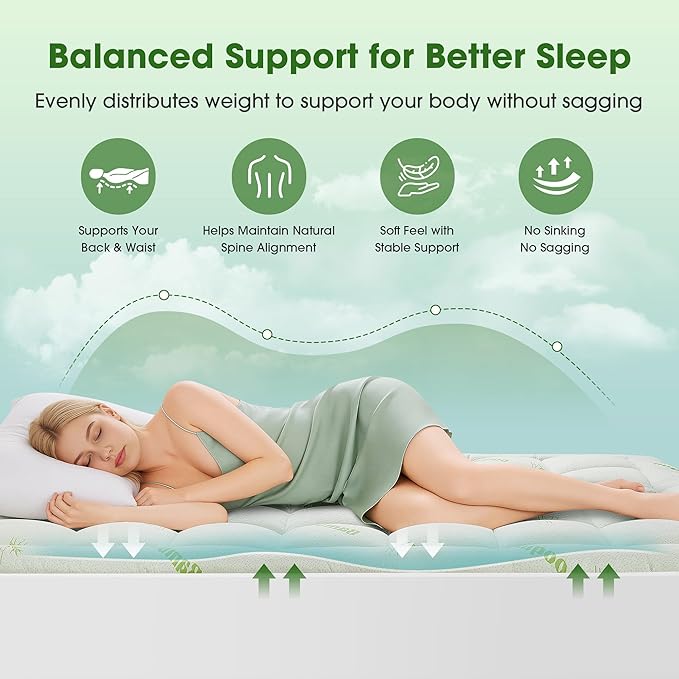 Mattress Pad Twin Size, Cooling Pillow Top Mattress Topper, Ultra Soft Viscose - Image 4