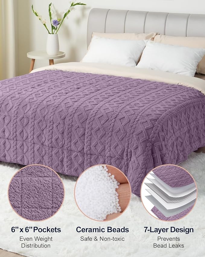 Super Fuzzy Soft Sherpa Fleece Weighted Blanket, 15 lbs Dual Sided Fluffy Heavy - Image 8