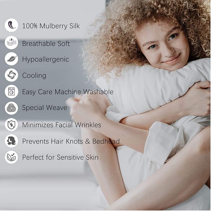 100% Silk Pillow Cases 2 Pack, Mulberry Silk Pillowcase - Image 6