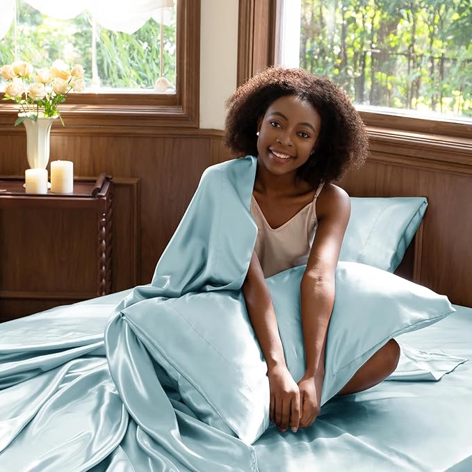 CozyLux Satin Sheets Queen Size Bed Set - Image 5