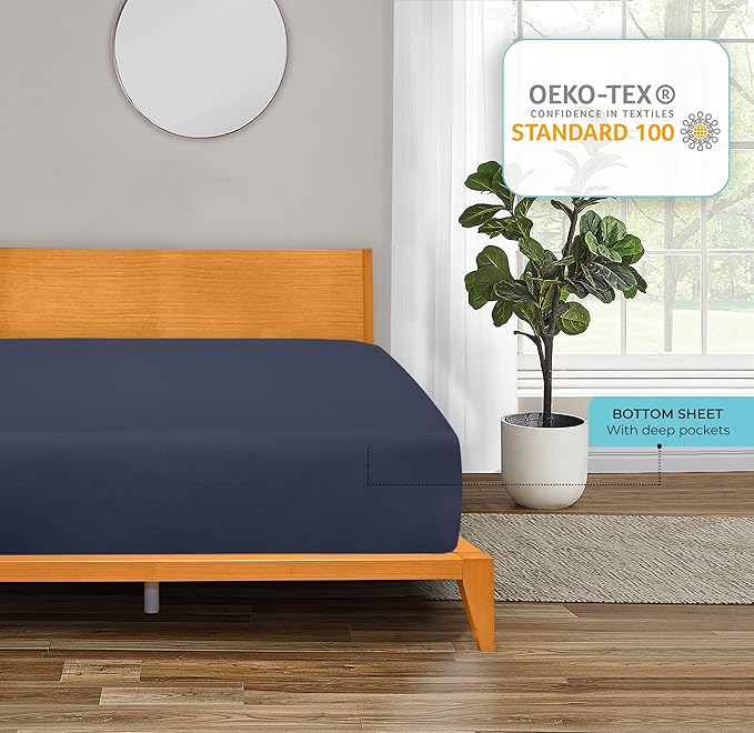ROYALE LINENS 300 Thread Count 100% Long Staple Combed Cotton Fitted Sheet Queen - Image 6