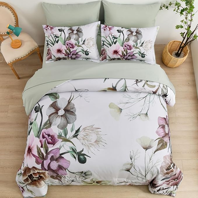 Luxudecor Floral Comforter Set Twin Size 5 Piece, Elegant Floral Comforter - Image 3