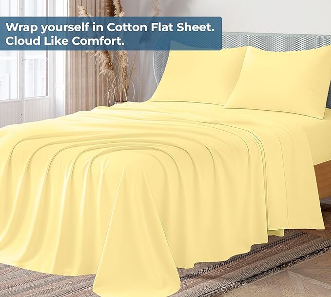 Royale Linens 100% Organic Cotton Twin Flat Sheet Only - Image 2