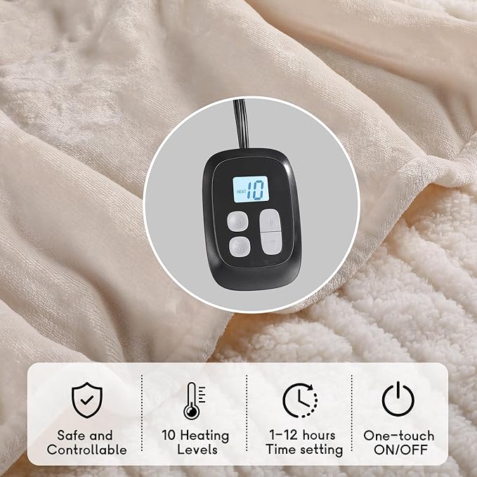 Heated Blanket Electric Blanket Queen Size 84''x90'' - Image 4