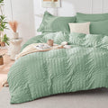 HYMOKEGE Sage Green Duvet Cover Full Size, Ultra Soft 3-Piece Seersucker Duvet by HYMOKEGE