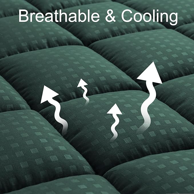 HYLEORY Full Mattress Pad Quilted Fitted Mattress Protector Cooling Pillow Top - Image 2