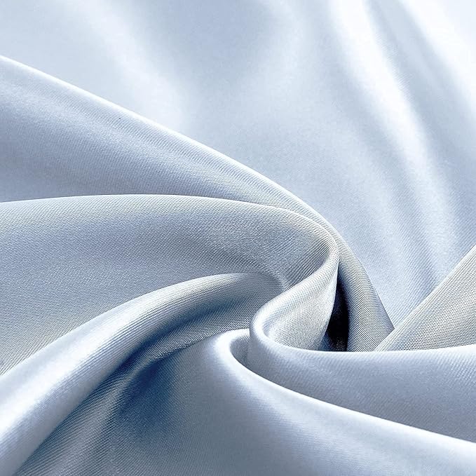 Homiest Baby Blue Satin Flat Sheet King - Image 3