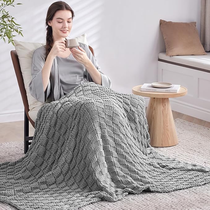 Knitted Weighted Blanket for Adult, No Beads Heavy Blanket 70” x 90'' 20lbs - Image 7