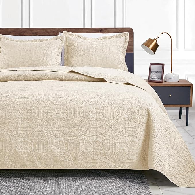 Love's cabin Quilts for Queen Bed Beige Bedspreads Bedding Set by Lovescabin