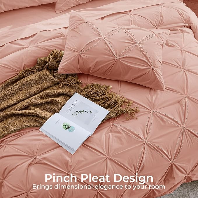 Sasttie California King Comforter Set, 7-Piece Bed in a Bag Cal King, Pintuck - Image 4