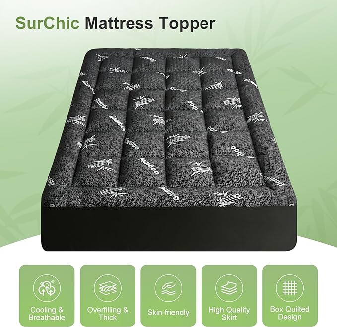 Full Size Mattress Topper Viscose Derived from Bamboo, Soft Thick Pillow Top - Image 4